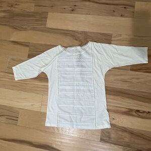 J.Crew Sheer Lace Cream Top 3/4 sleeve XS NWT